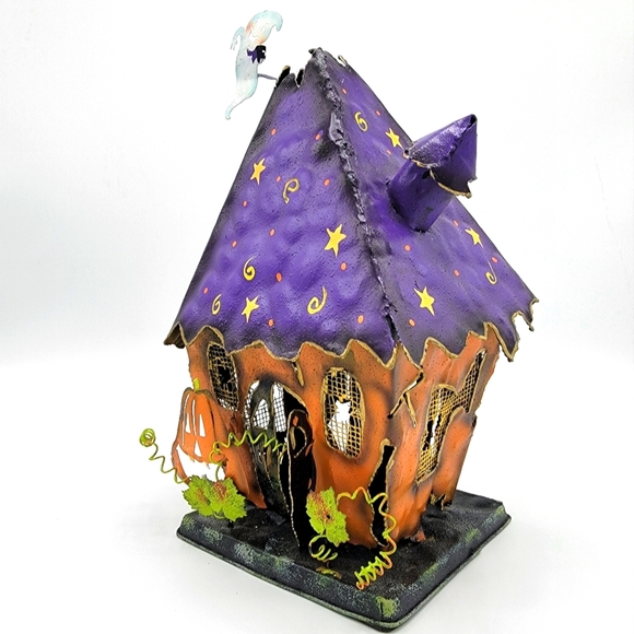 Vintage Halloween / Holiday Metal Haunted House Tea Light Decoration - Picture 2 of 14